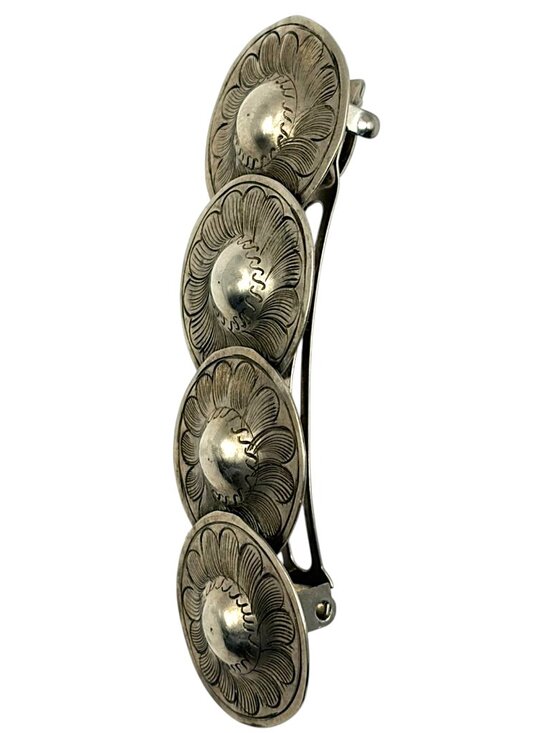 Vintage French Floral Silver Tone Barrette Made in France main image 7
